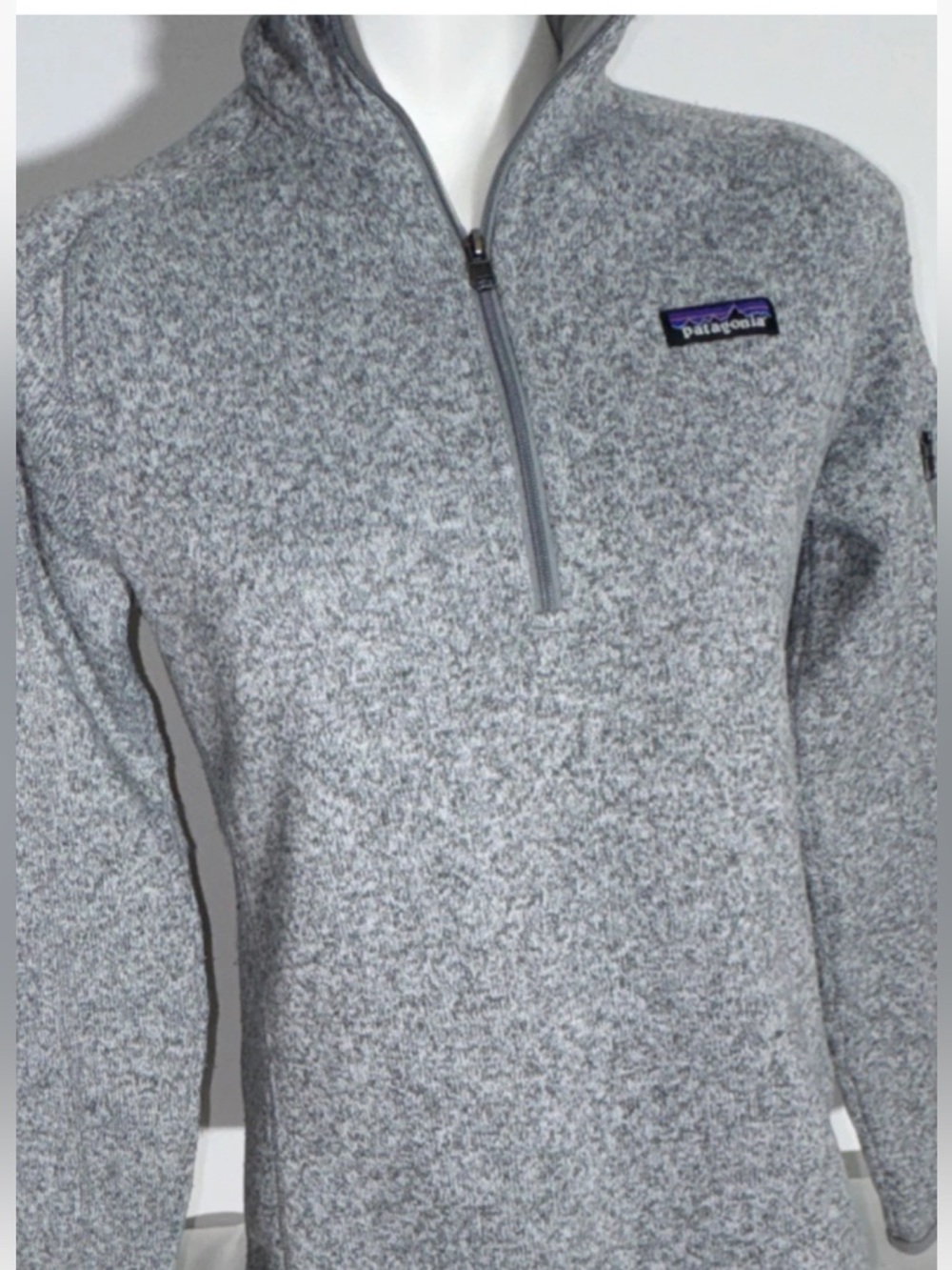 Patagonia Gray Knit Sweater with Multi-Striped Logo Patch